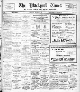 cover page of Blackpool Times published on December 17, 1919