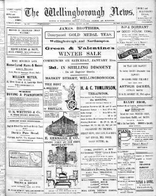 cover page of Wellingborough News published on January 24, 1908