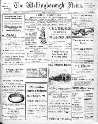 cover page of Wellingborough News published on November 13, 1908