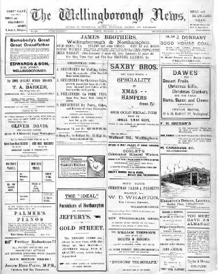 cover page of Wellingborough News published on December 25, 1908