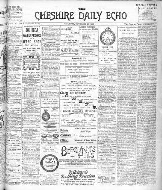 cover page of Cheshire Daily Echo published on November 23, 1901