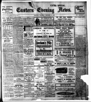 cover page of Eastern Evening News published on December 29, 1910