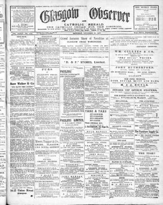 cover page of Glasgow Observer and Catholic Herald published on November 23, 1918