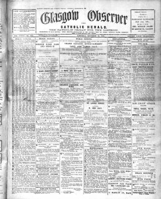 cover page of Glasgow Observer and Catholic Herald published on December 25, 1920