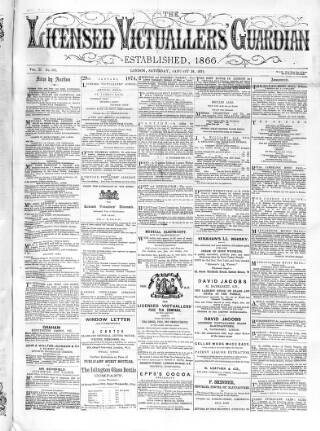 cover page of Licensed Victuallers' Guardian published on January 24, 1874