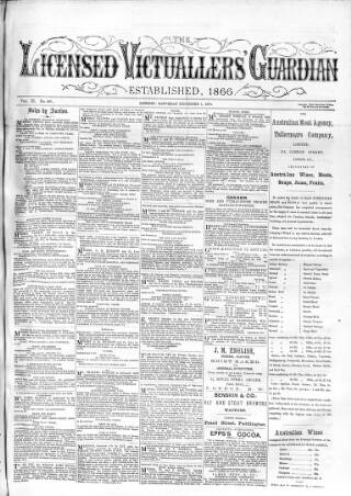 cover page of Licensed Victuallers' Guardian published on December 5, 1874