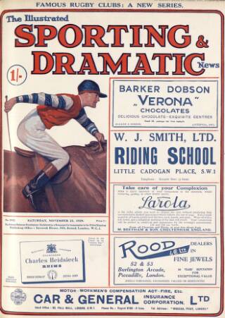 cover page of Illustrated Sporting and Dramatic News published on November 23, 1929