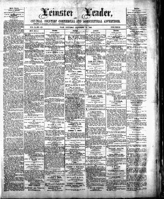 cover page of Leinster Leader published on November 23, 1889