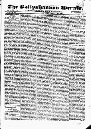 cover page of Ballyshannon Herald published on January 26, 1838