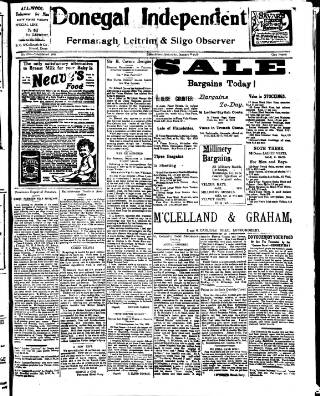 cover page of Donegal Independent published on January 26, 1918