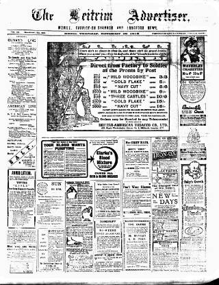 cover page of Leitrim Advertiser published on November 23, 1916