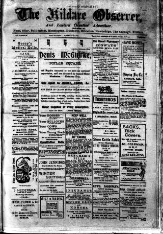 cover page of Kildare Observer and Eastern Counties Advertiser published on November 23, 1918