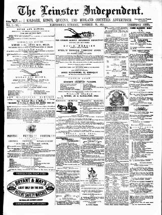 cover page of Leinster Independent published on November 25, 1871