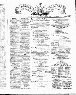 cover page of Peeblesshire Advertiser published on November 23, 1889