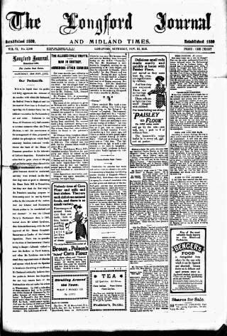 cover page of Longford Journal published on November 23, 1912