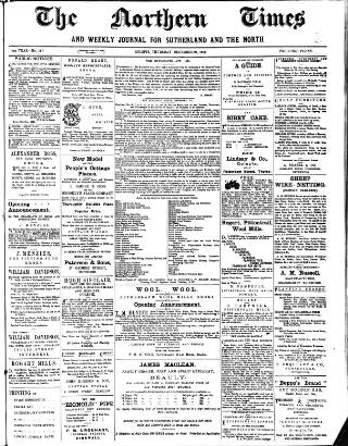 cover page of Northern times and weekly journal for Sutherland and the North published on December 25, 1902