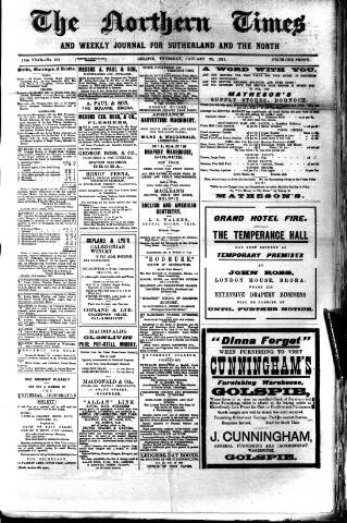 cover page of Northern times and weekly journal for Sutherland and the North published on January 26, 1911