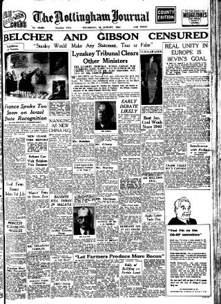 cover page of Nottingham Journal published on January 26, 1949