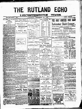 cover page of Rutland Echo and Leicestershire Advertiser published on December 25, 1886