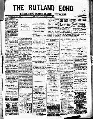 cover page of Rutland Echo and Leicestershire Advertiser published on January 1, 1887