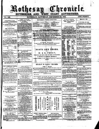 cover page of Rothesay Chronicle published on December 25, 1875