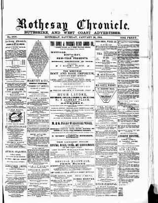 cover page of Rothesay Chronicle published on January 26, 1884