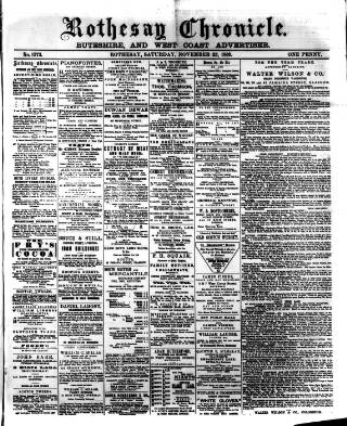 cover page of Rothesay Chronicle published on November 23, 1889