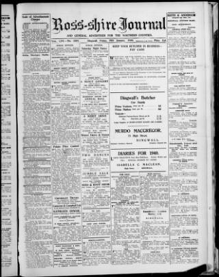 cover page of Ross-shire Journal published on January 26, 1940