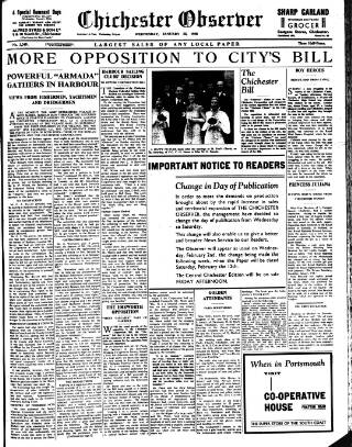 cover page of Chichester Observer published on January 26, 1938