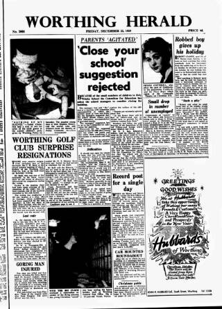 cover page of Worthing Herald published on December 25, 1959