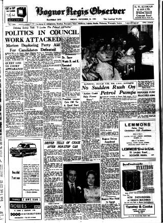 cover page of Bognor Regis Observer published on November 23, 1956