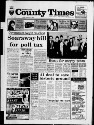 cover page of West Sussex County Times published on January 26, 1990