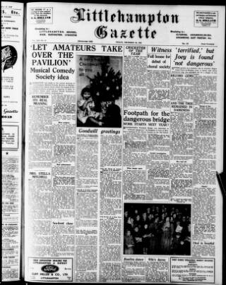 cover page of Littlehampton Gazette published on December 25, 1953