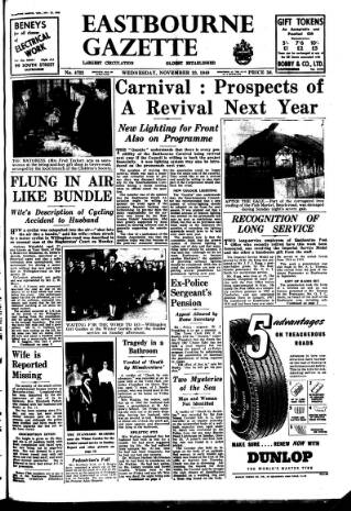 cover page of Eastbourne Gazette published on November 23, 1949