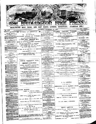 cover page of Bridlington Free Press published on December 25, 1880