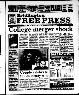 cover page of Bridlington Free Press published on January 26, 1995