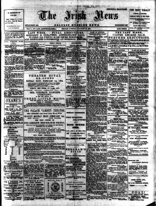 cover page of Irish News and Belfast Morning News published on January 26, 1904