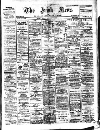 cover page of Irish News and Belfast Morning News published on December 25, 1905