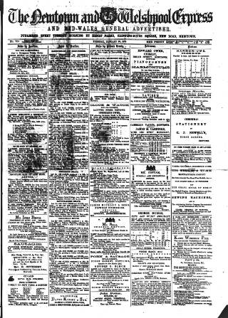 cover page of Montgomeryshire Express published on January 26, 1875