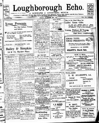 cover page of Loughborough Echo published on December 25, 1914