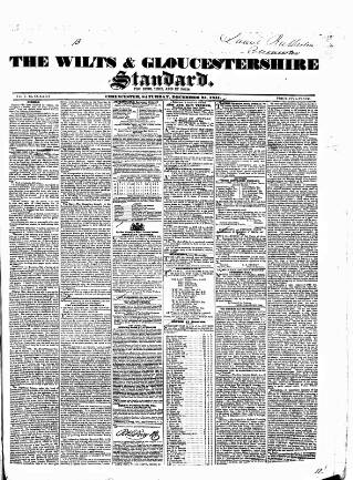 cover page of Wilts and Gloucestershire Standard published on December 25, 1841