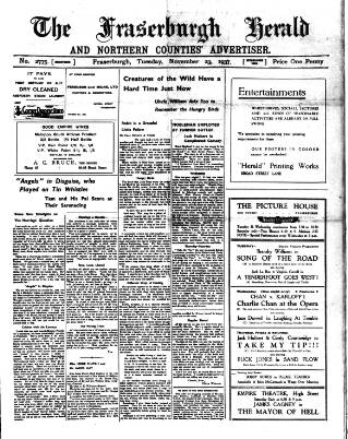 cover page of Fraserburgh Herald and Northern Counties' Advertiser published on November 23, 1937