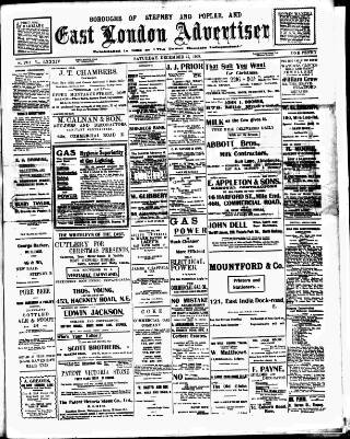 cover page of Tower Hamlets Independent and East End Local Advertiser published on December 25, 1909