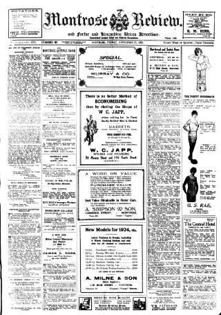 cover page of Montrose Review published on November 23, 1923