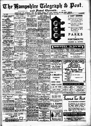 cover page of Hampshire Telegraph published on January 26, 1940