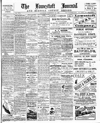 cover page of Lowestoft Journal published on November 23, 1907