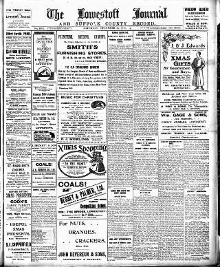 cover page of Lowestoft Journal published on December 25, 1915