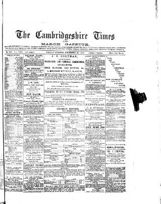 cover page of Cambridgeshire Times published on December 26, 1879