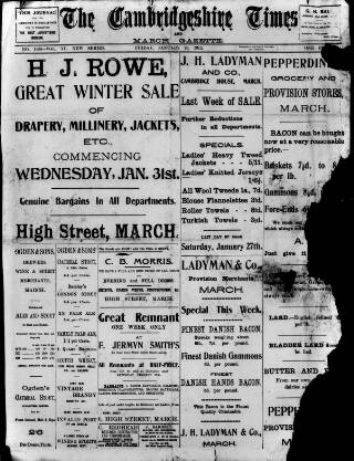 cover page of Cambridgeshire Times published on January 26, 1912