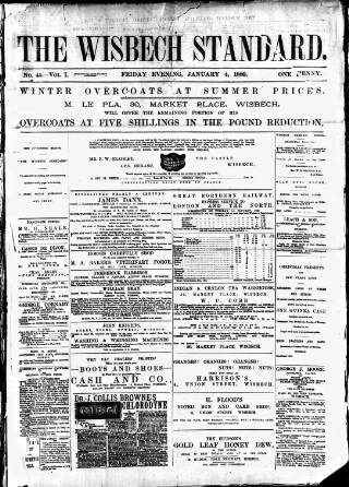 cover page of Wisbech Standard published on January 4, 1889